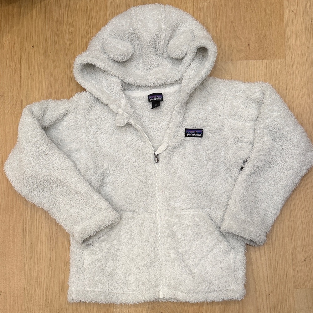 Patagonia Cozy White Kids Hoodie with Ears